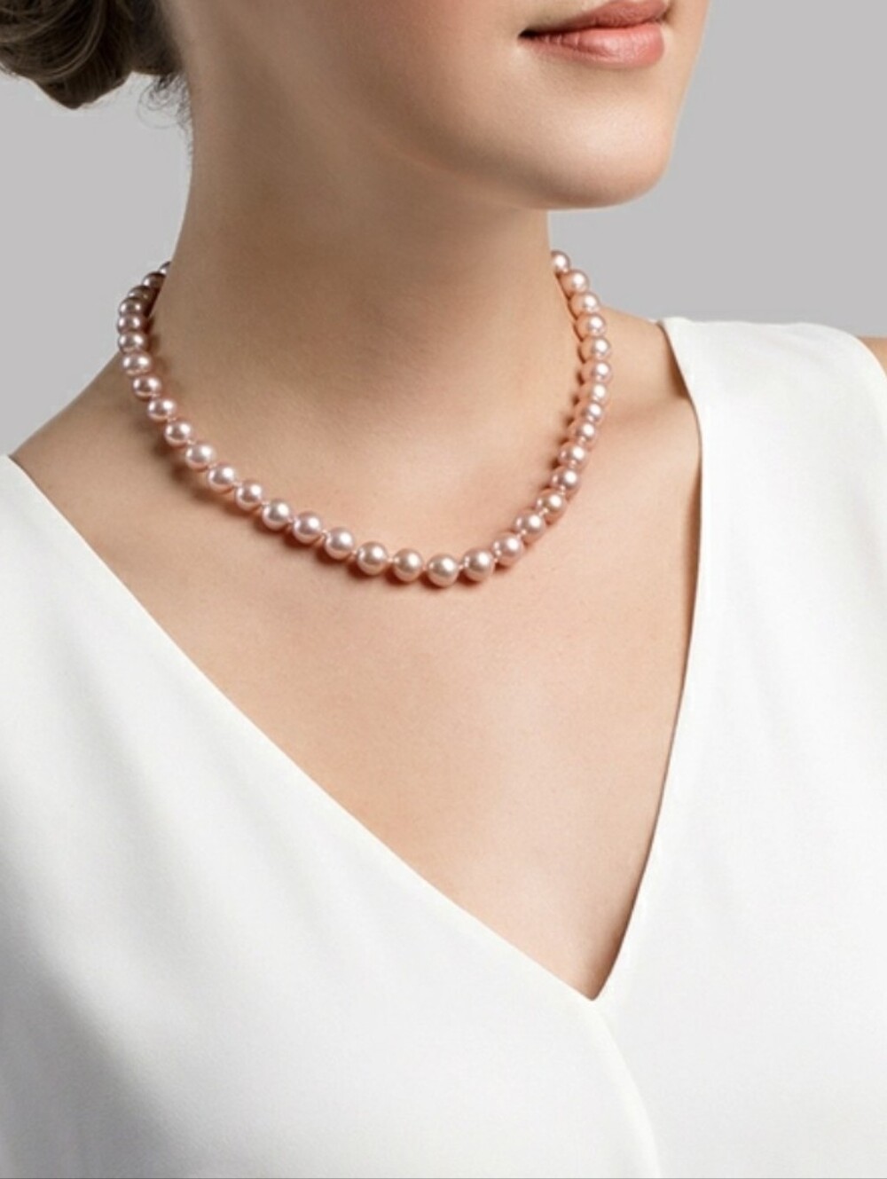 Pearl Source 8.5-9.5mm Pink Pearl Necklace - AAAA Quality/ Bnib/ 14kt Wg